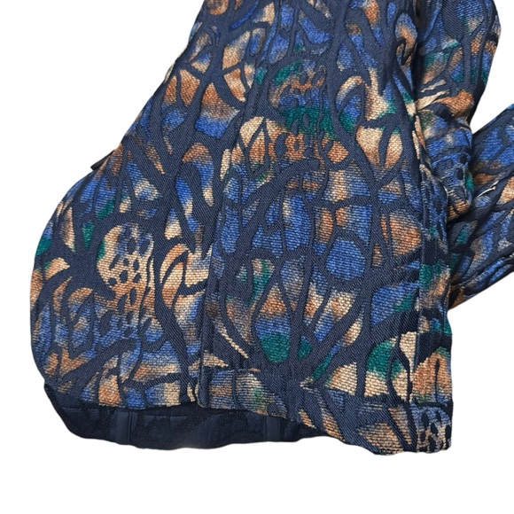 NWT Coldwater Creek Reversible Jacquard Jacket Navy Blue Multicolor Size 4 - Picture 4 of 7
